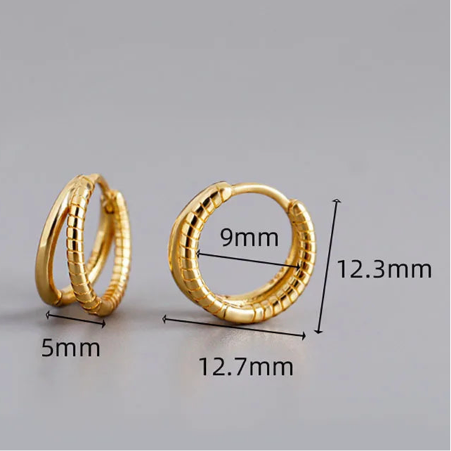 Mintás duplasoros ezüst fülbevaló - Eyla Jewelry