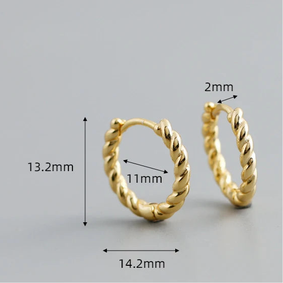 Csavart hatású ezüst karika-fülbevaló - Eyla Jewelry