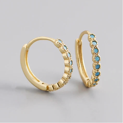 Tengerkék ragyogás ezüst karika-fülbevaló - Eyla Jewelry