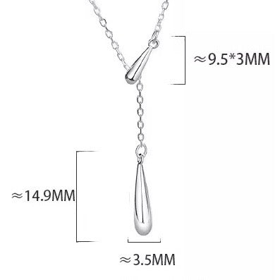 Drop-shaped silver necklace