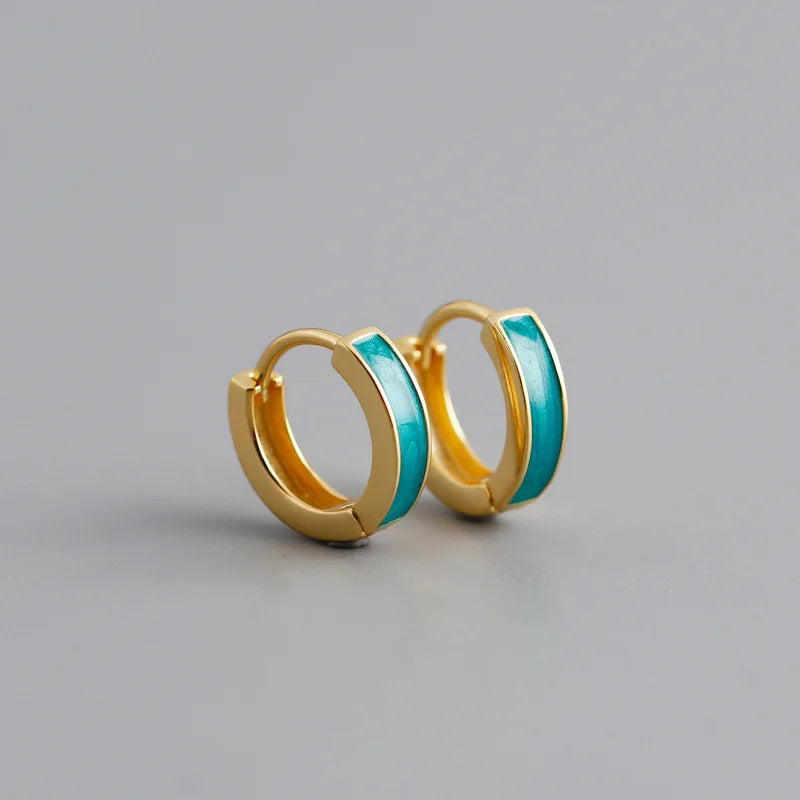 Tengerkék ezüst karika-fülbevaló - Eyla Jewelry