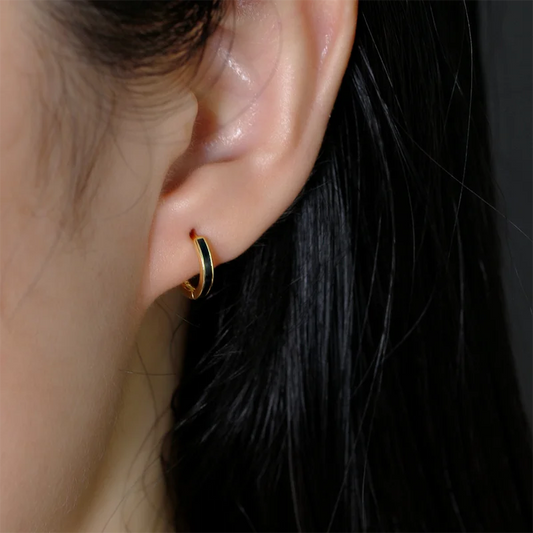 Fekete kerámia hatású ezüst fülbevaló - Eyla Jewelry