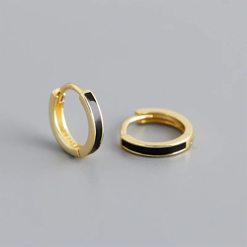 Fekete kerámia hatású ezüst fülbevaló - Eyla Jewelry