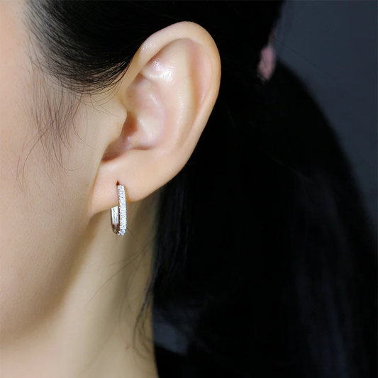 Ragyogó ovális ezüst fülbevaló - Eyla Jewelry