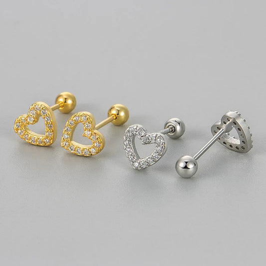 Brilliant Pave Heart Silver Earrings