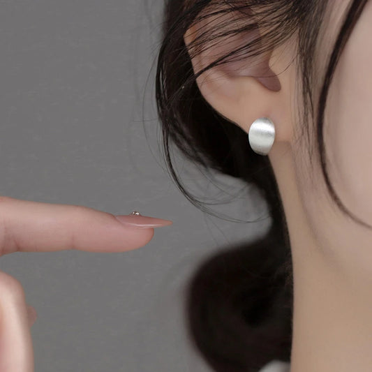 Csiszolt hatású ezüst fülbevaló - Eyla Jewelry