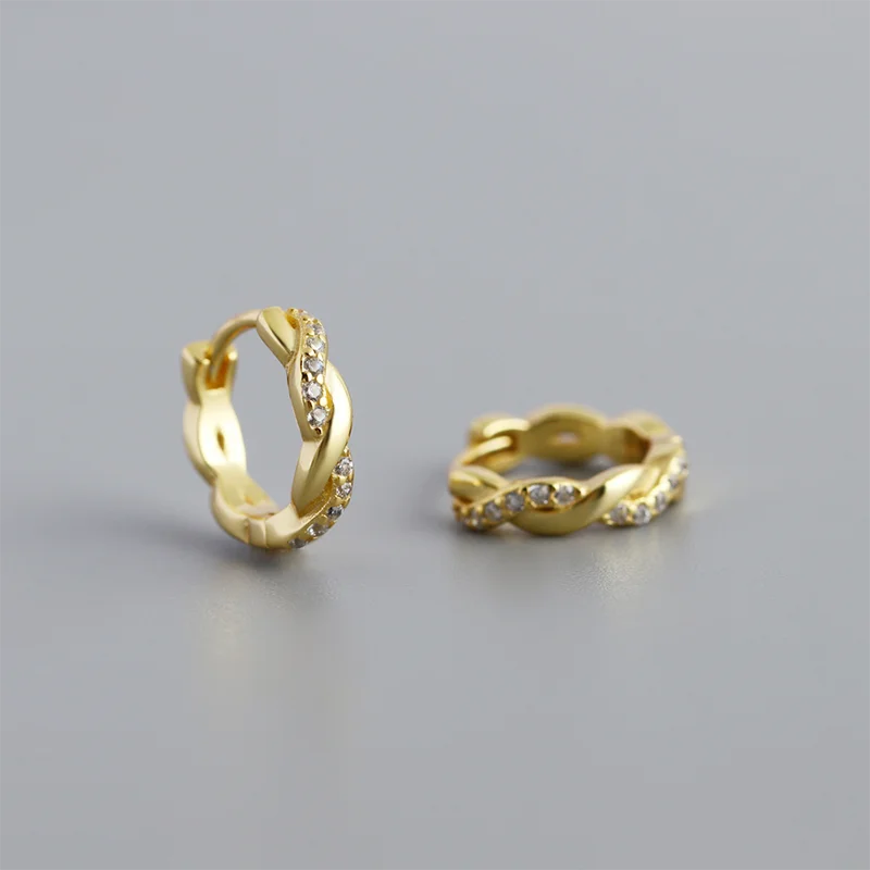 Francia csavart ragyogás sterling ezüst fülbevaló - Eyla Jewelry