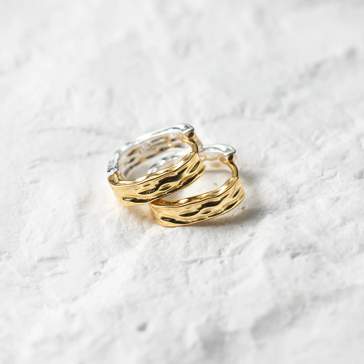 Négyszögletű arany-ezüst átmenetes ezüst fülbevaló - Eyla Jewelry