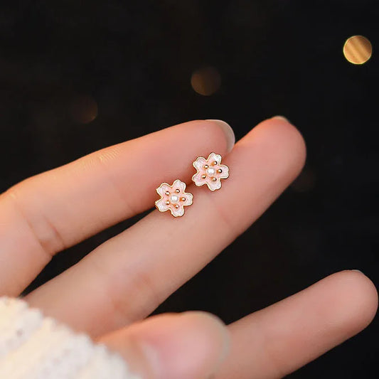 Színes virágos aranyozott ezüst fülbevaló