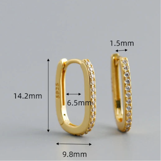 Ovális ragyogó ezüst fülbevaló - Eyla Jewelry