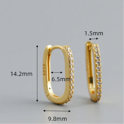 Ovális ragyogó ezüst fülbevaló - Eyla Jewelry