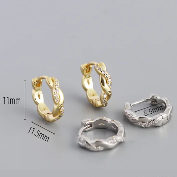 Francia csavart ragyogás sterling ezüst fülbevaló - Eyla Jewelry