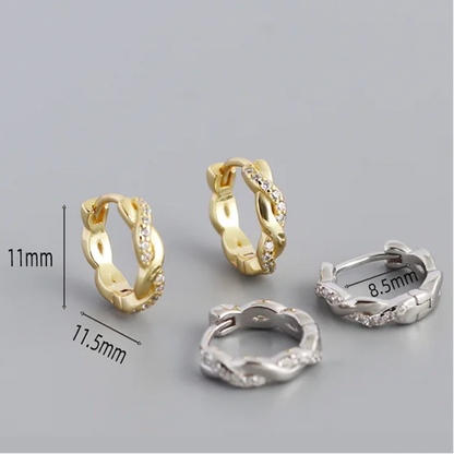 Francia csavart ragyogás sterling ezüst fülbevaló - Eyla Jewelry