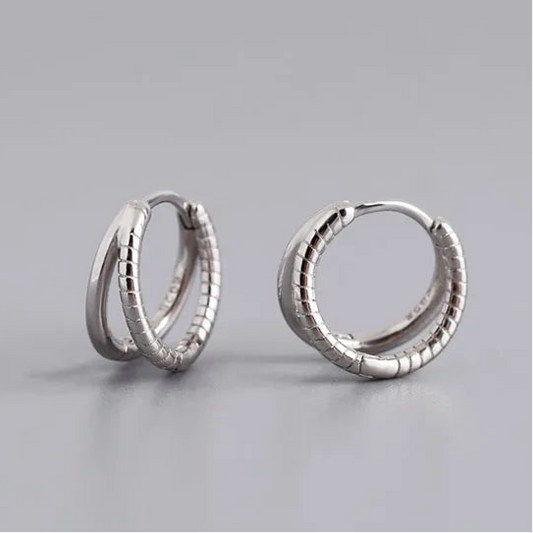 Mintás duplasoros ezüst fülbevaló - Eyla Jewelry