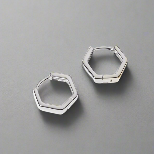 Hatszögletű ezüst fülbevaló - Eyla Jewelry