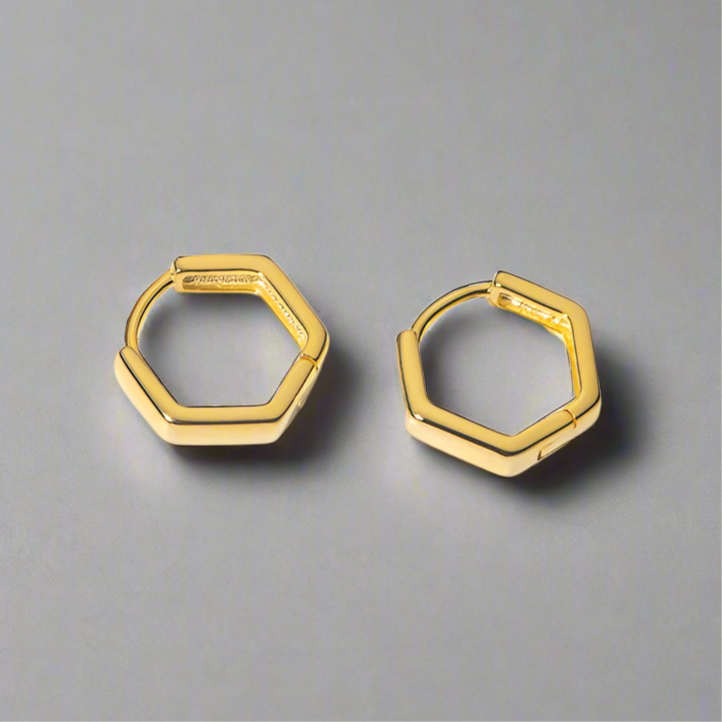 Hatszögletű ezüst fülbevaló - Eyla Jewelry