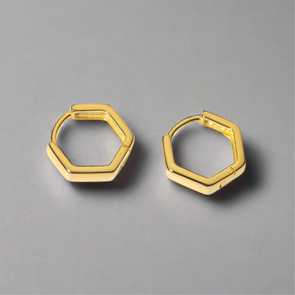 Hatszögletű ezüst fülbevaló - Eyla Jewelry