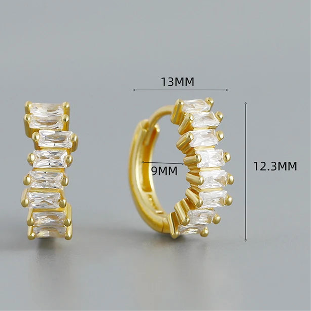 Hullámzó kristályos ezüst fülbevaló - Eyla Jewelry