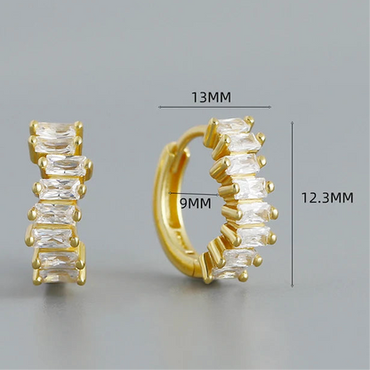 Hullámzó kristályos ezüst fülbevaló - Eyla Jewelry