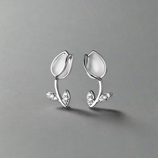 Különleges tulipános ezüst fülbevaló - Eyla Jewelry