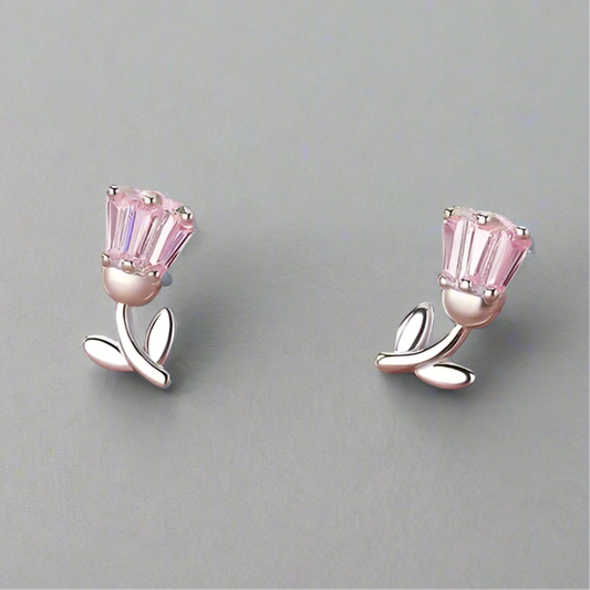 Minimalista tulipános ezüst fülbevaló - Eyla Jewelry