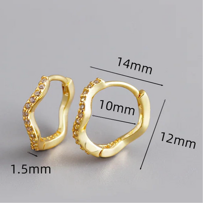 Hullámos ragyogás ezüst fülbevaló - Eyla Jewelry