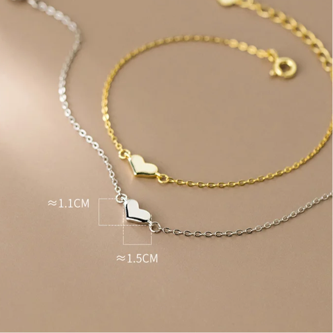 Minimalista szivecskés ezüst karkötő - Eyla Jewelry