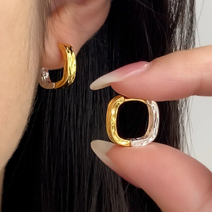 Négyszögletű arany-ezüst átmenetes ezüst fülbevaló - Eyla Jewelry