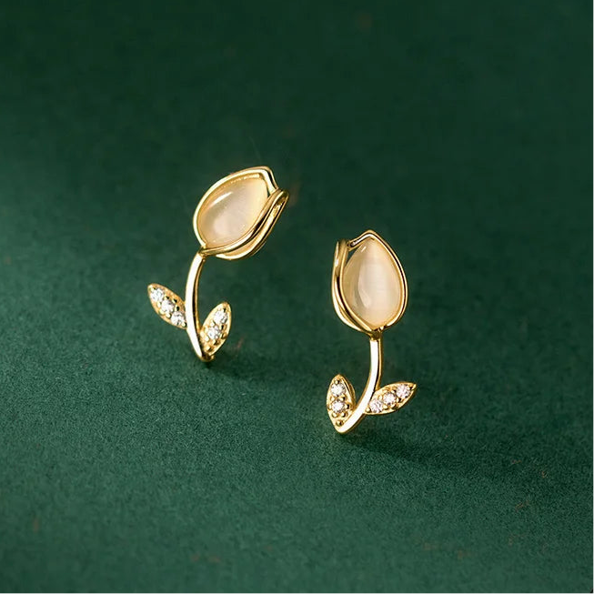 Különleges tulipános ezüst fülbevaló - Eyla Jewelry