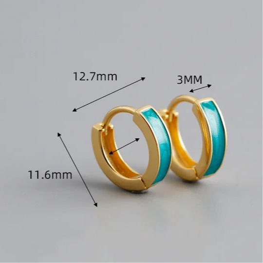 Tengerkék ezüst karika-fülbevaló - Eyla Jewelry