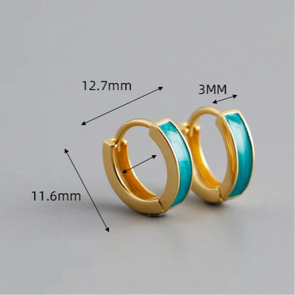 Tengerkék ezüst karika-fülbevaló - Eyla Jewelry