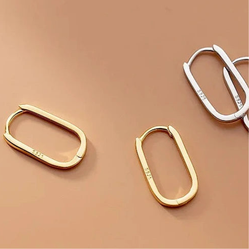 Nagy méretű ovális ezüst fülbevaló - Eyla Jewelry