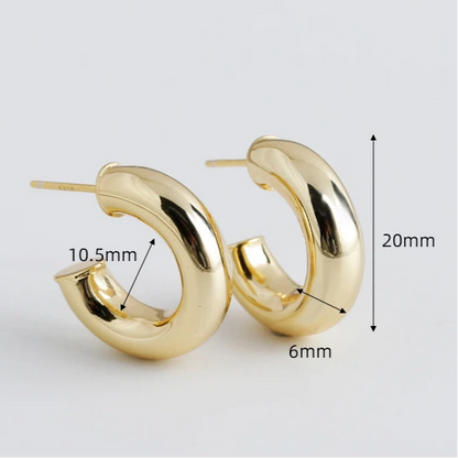 Minimalista C profilú ezüst fülbevaló - Eyla Jewelry