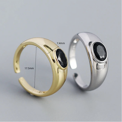 Fekete kristályos ezüst gyűrű - Eyla Jewelry