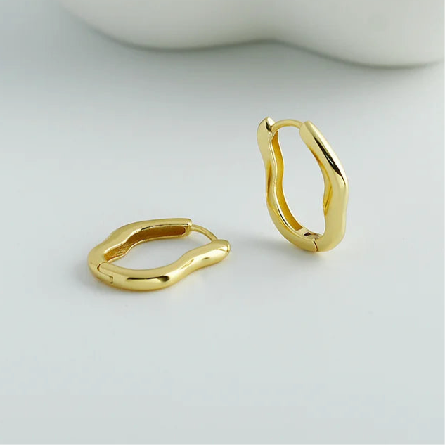 Hullámzó ezüst karika-fülbevaló - Eyla Jewelry