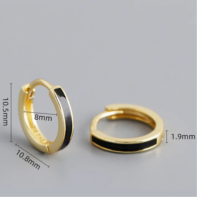 Fekete kerámia hatású ezüst fülbevaló - Eyla Jewelry