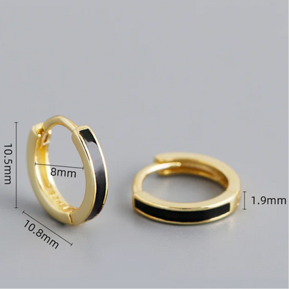 Fekete kerámia hatású ezüst fülbevaló - Eyla Jewelry