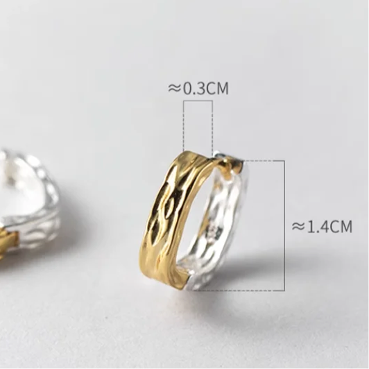 Négyszögletű arany-ezüst átmenetes ezüst fülbevaló - Eyla Jewelry