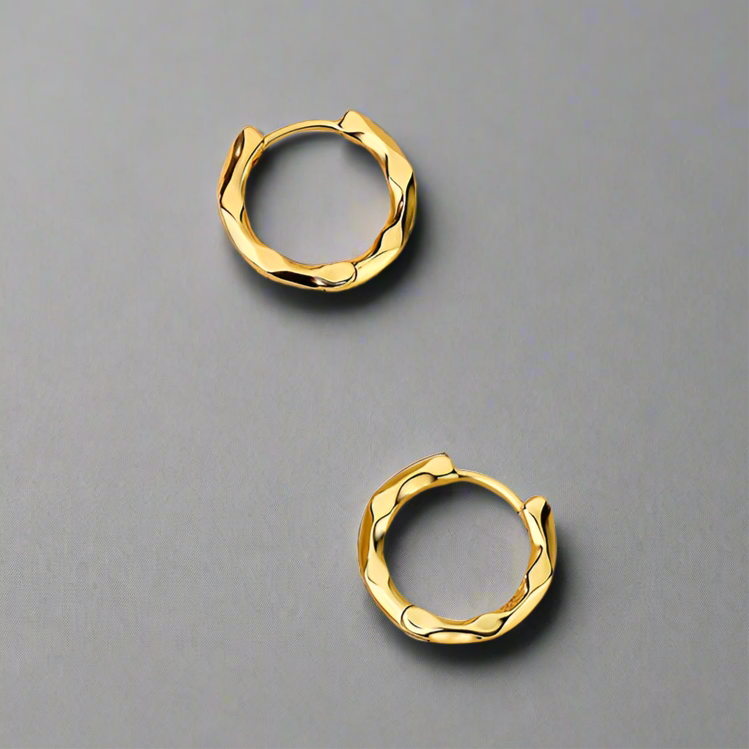 Rusztikus hatású ezüst karika-fülbevaló - Eyla Jewelry