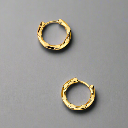 Rusztikus hatású ezüst karika-fülbevaló - Eyla Jewelry