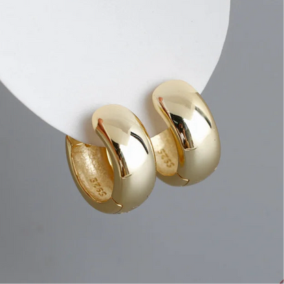 Vastag kerek profilú ezüst karika-fülbevaló - Eyla Jewelry