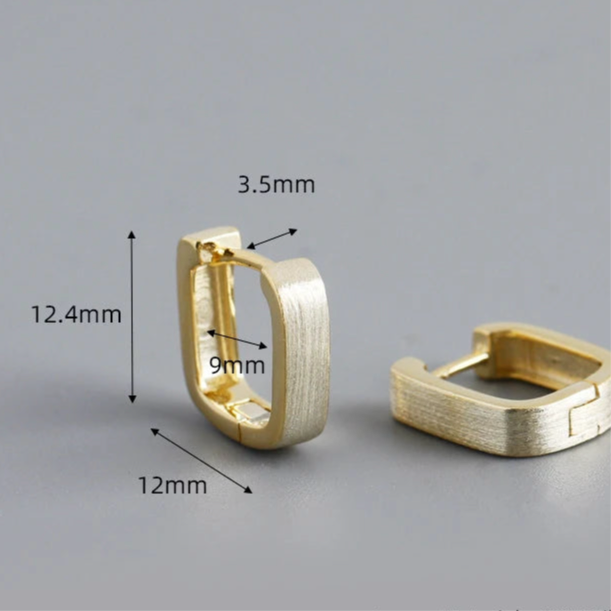 Csiszolt négyszögletű ezüst fülbevaló - Eyla Jewelry