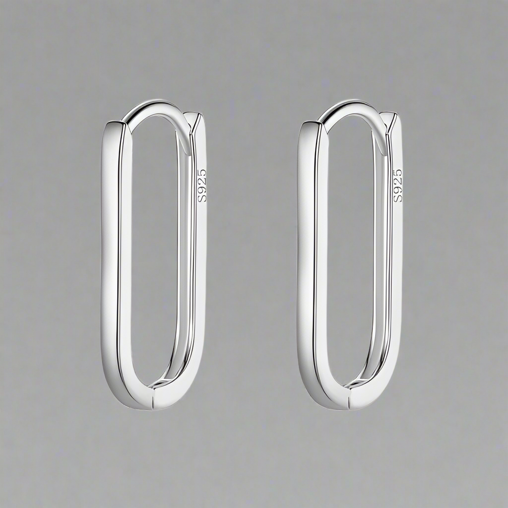 Nagy méretű ovális ezüst fülbevaló - Eyla Jewelry