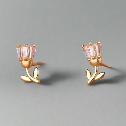 Minimalista tulipános ezüst fülbevaló - Eyla Jewelry