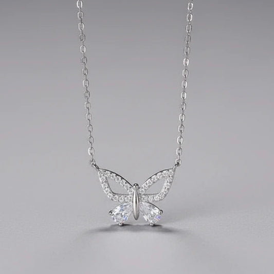 Modern butterfly silver necklace