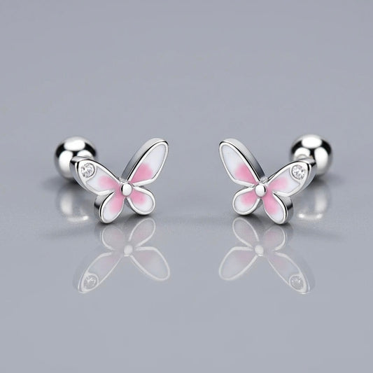 Minimalist Butterfly Silver Earrings