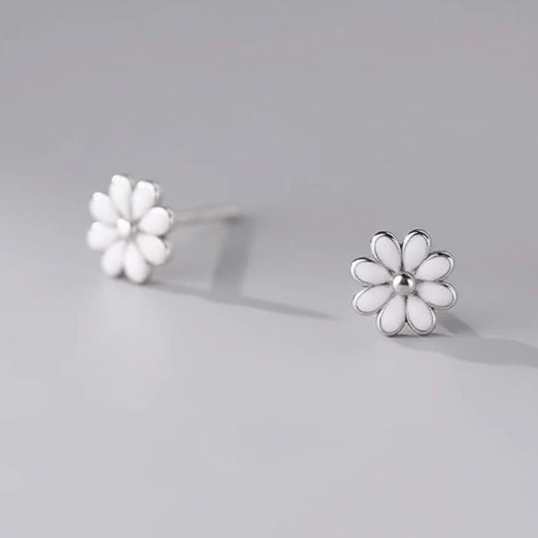 Különleges virágos kerámia ezüst fülbevaló