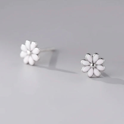 Különleges virágos kerámia ezüst fülbevaló