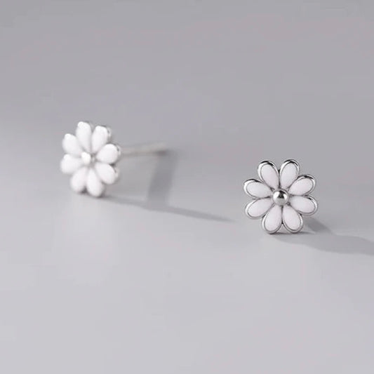 Különleges virágos kerámia ezüst fülbevaló