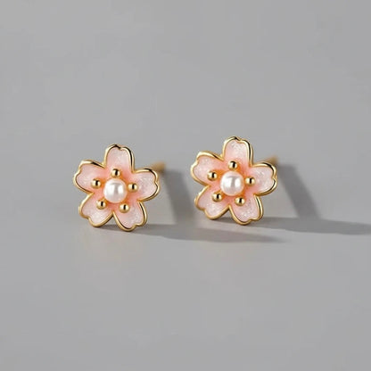 Színes virágos aranyozott ezüst fülbevaló